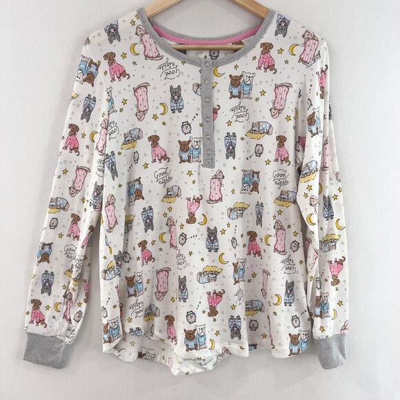 Cuddl Duds Women's Pajama Set Medium Good Night Dogs in Pajamas Longsleeves - Picture 1 of 7